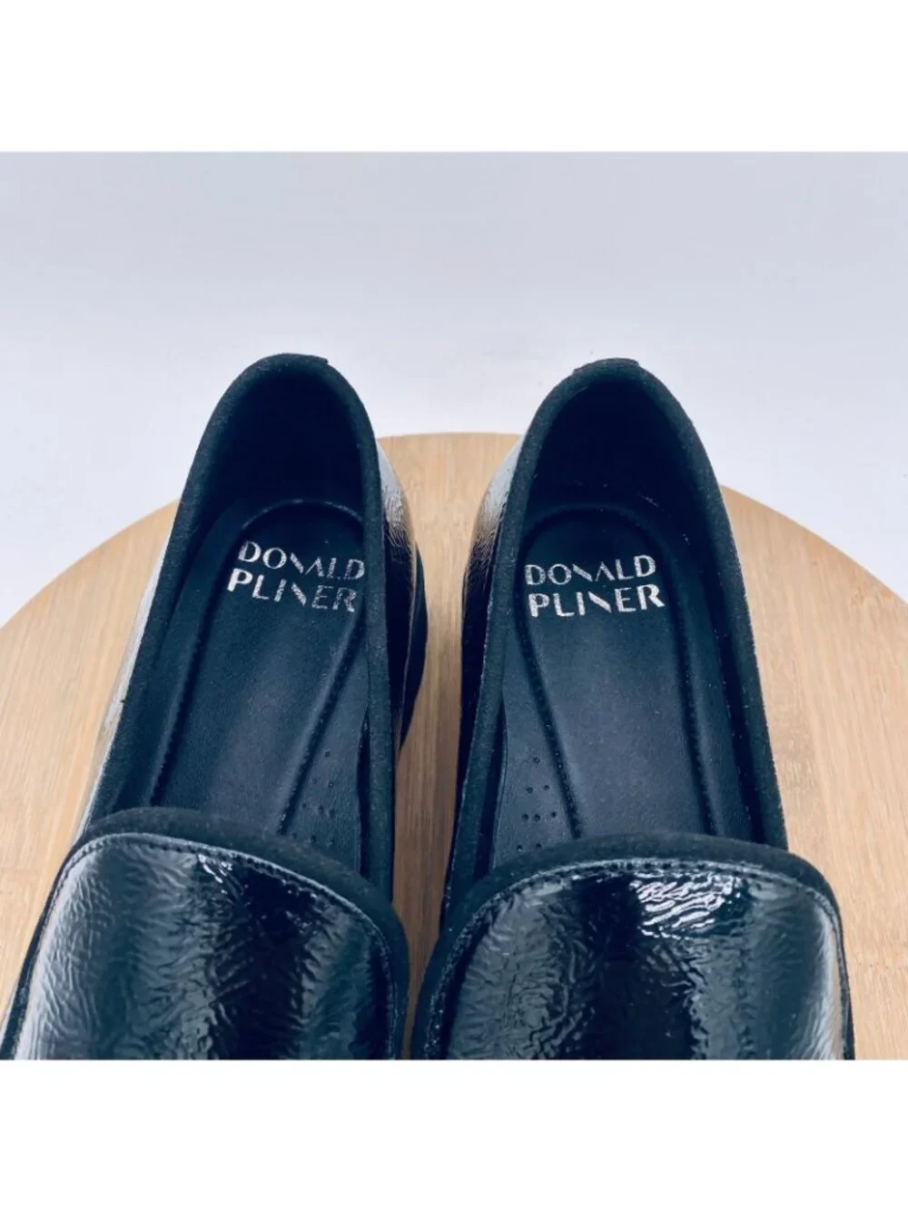 Donald Pliner Shoes Womens 9 Black Patent Leather Platform Loafers Minimalist